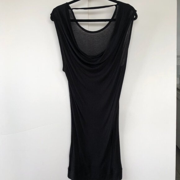Tβ by ALEXANDER WANG Drape-Back Above Knee/Mini Rayon Sleeveless Black Dress S - Picture 6 of 13